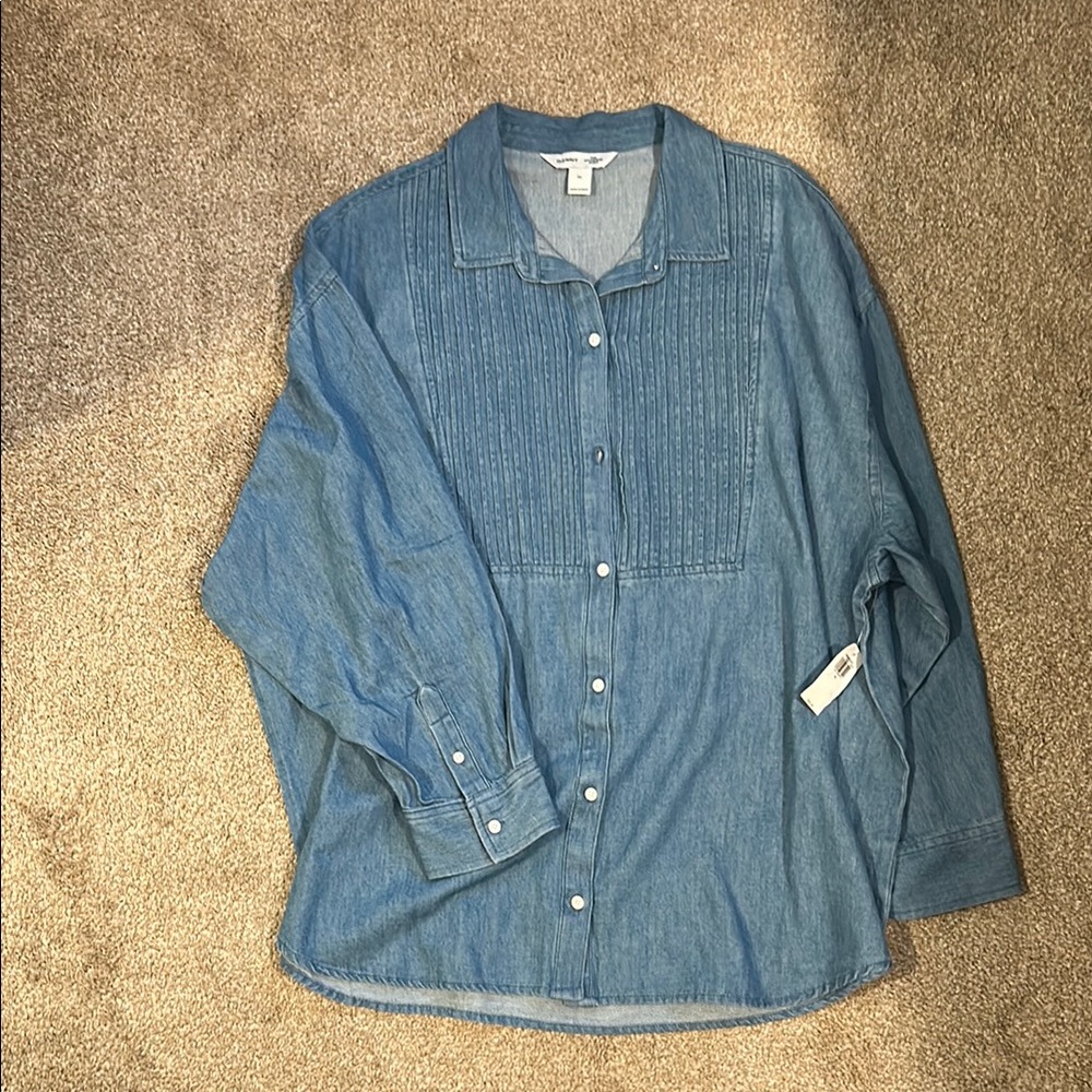 Old Navy Blue Denim Button-Up Top